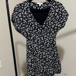 Floral Black and White Women's Mini Dress